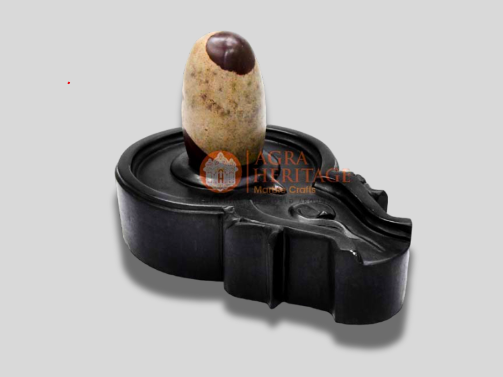 Marble Black Stone Yoni Base With Lingam Shivling